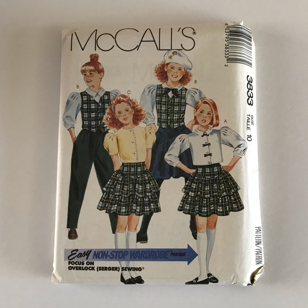 🧵3for12🧵 VTG McCall’s Pattern 3833 Child’s Blouse Vest Skirt Pants